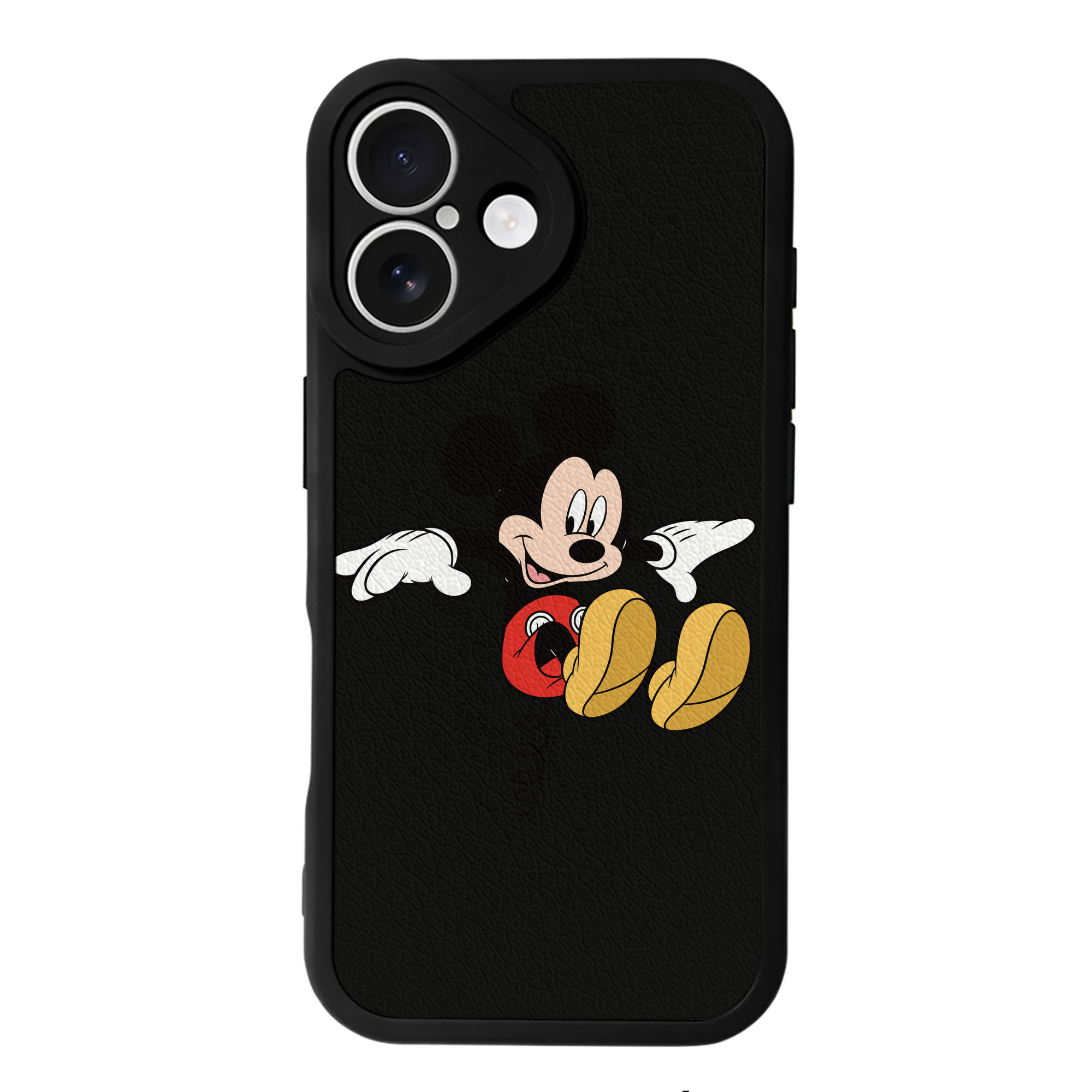 （画像用） ミッキーマウス Mickey Mouse 【iPhone 16シリーズ対応】シリコンスマホケース（レザー調） 材質：シリコン